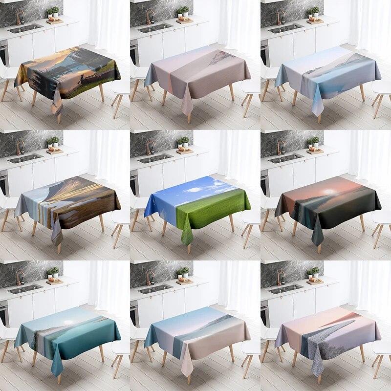 Пейзажная скатерть с природными пейзажами, противообрастающая и водонепроницаемая прямоугольная кухонная, обеденная, украшение для дома