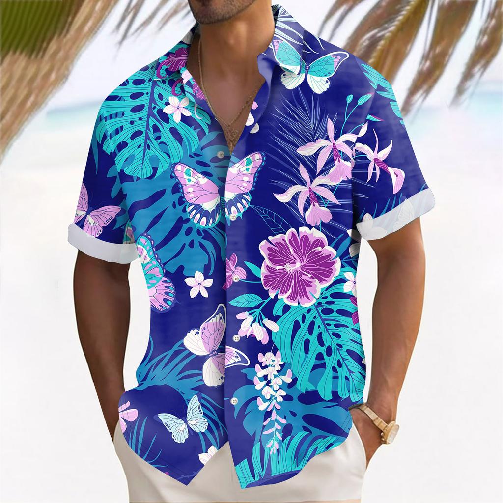 Hawaiian Shirt For Men, Men's Vintage Button Down Bowling Shirts Short Sleeve Summer Beach Shirt