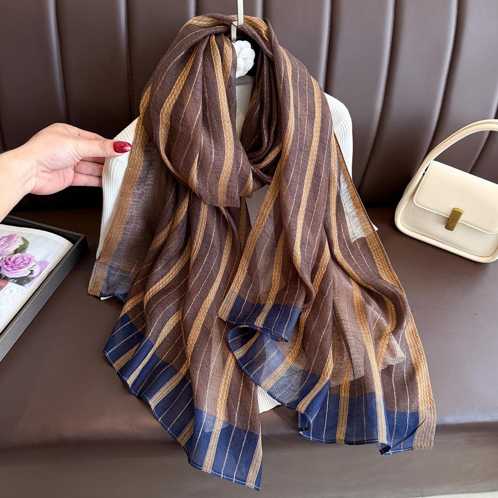 Бренд Женский шелковый шарф Женский полосатый Фуляр Женский Пашмина Шали и накидки Большого размера Шарфы Пляжное полотенце Бандана Мусульманский хиджаб