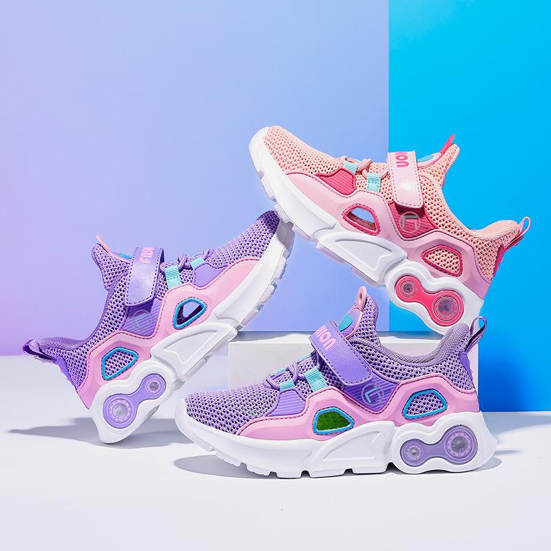 Girls Single Net Casual Shoes Hollow Sports Shoes Newestkid'S Lightweight Shoe Children'S Breathable Outdoor Running Shoes