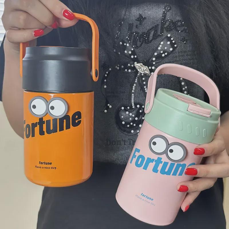 Innovative 316 Stainless Steel Straw Thermos: Portable Tea-Separation Vacuum Cup for Flowers and Tea