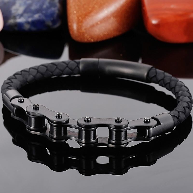 Винтажный браслет-цепочка из матовой нержавеющей стали 6 мм для мужчин и женщин, мужские кожаные браслеты в стиле рок-н-ролл, мужские украшения
