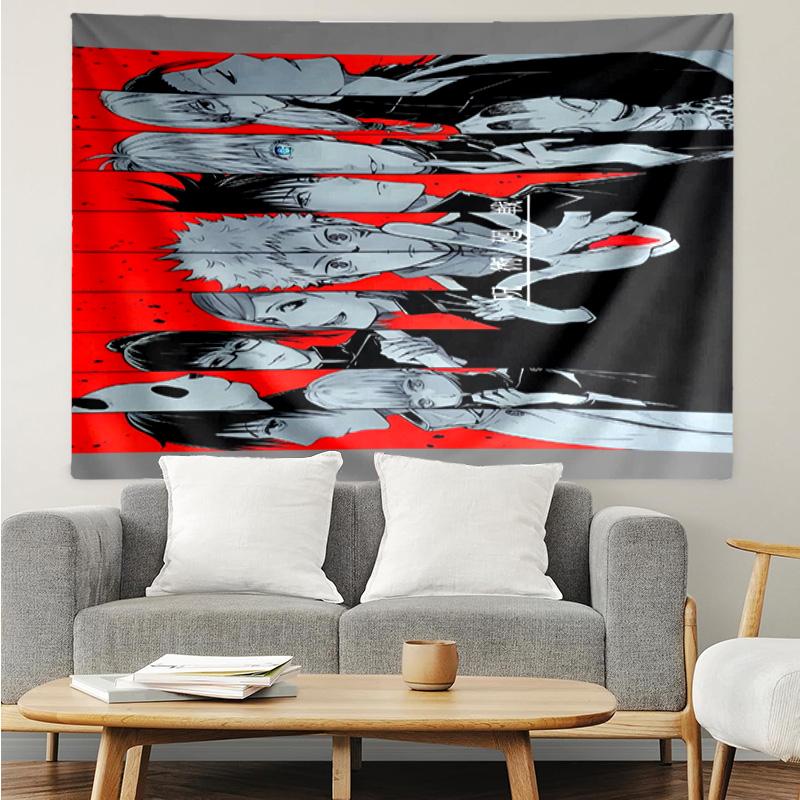 1PC Jujutsu Curse Battle K-pop music group Tapestry Accessories for Bedroom,Livingroom, dormitory Room Wall Decor Fan Birthday Gifts
