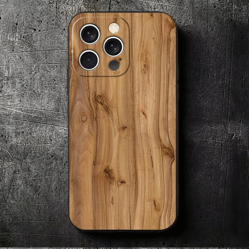 Мягкий чехол для телефона с узором под дерево, винтажный, для iPhone 16 16E 17 Air 15 Pro Max 14 Plus 13 Mini 11 12 7, черный, задняя крышка