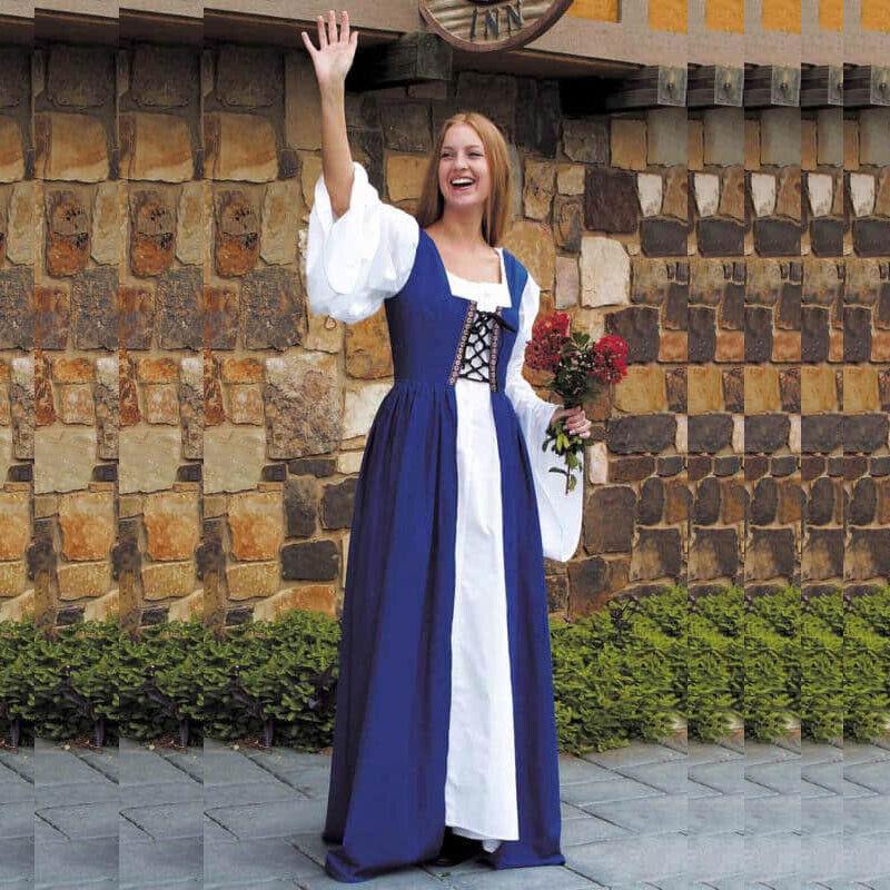 European Medieval Retro Court Princress Cosplay Renaissance Medieval Irish Costume Over Dress Vampire Long Dress