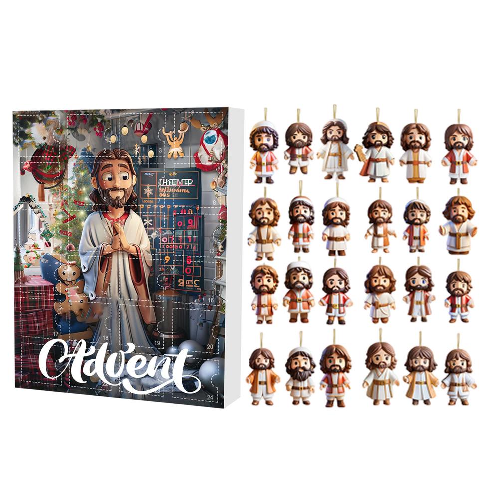 Nativity Advent Calendar 2D Nativity Scene Story Calendar Acrylic Christmas Tree Decorations Backpack Pendant Advent Calendar