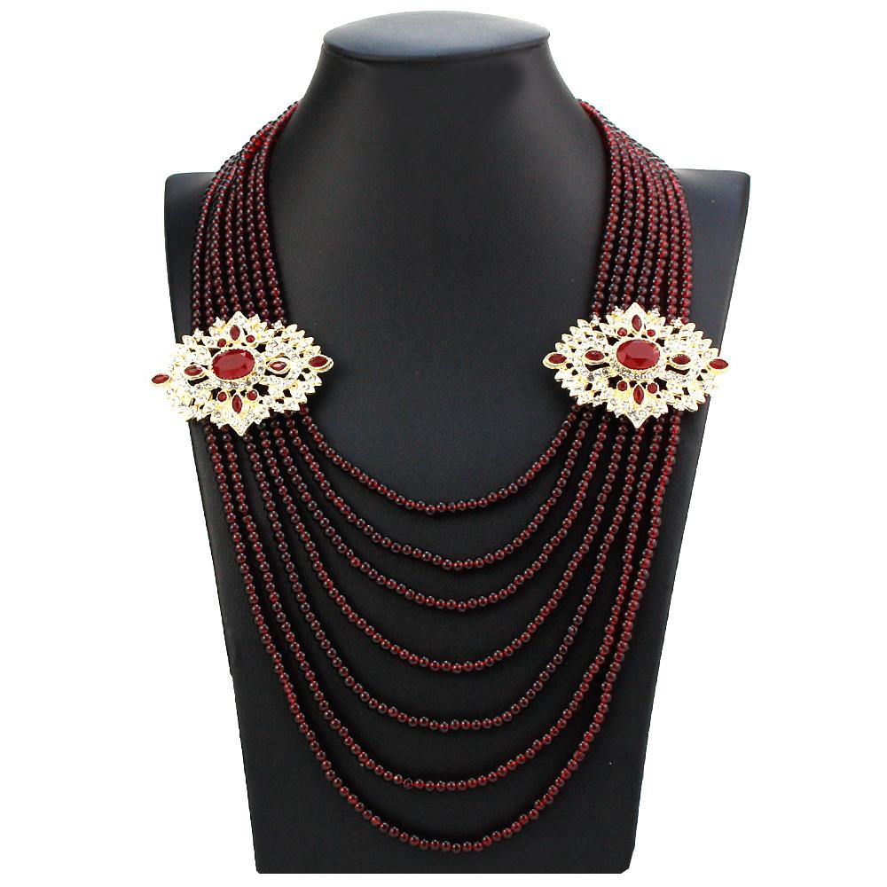 Золотое ожерелье из бисера для женщин, длинная многослойная цепочка с кристаллами, ожерелье невесты, свадебные украшения