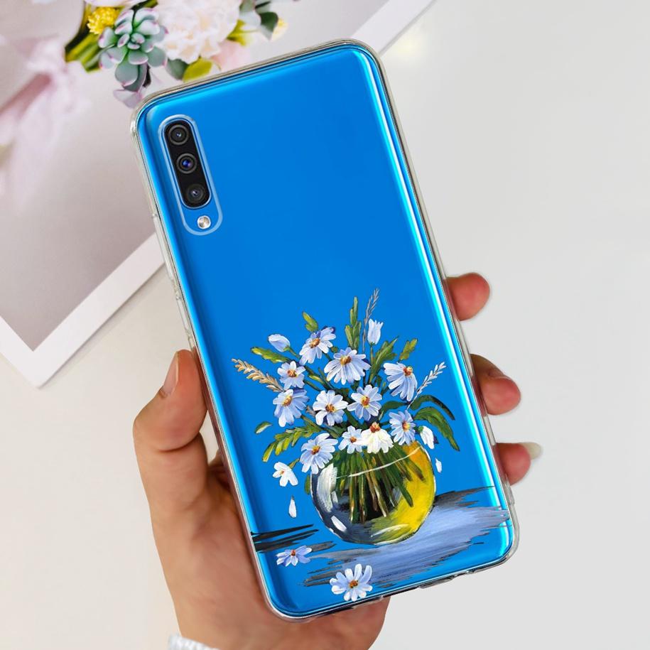 For Cover Samsung Galaxy A50 Phone Case Luxury Marble Flower Transparent Soft Bumper For Samsung A50S A30S A307F A507F A 50 Capa