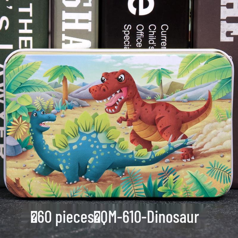 60-Piece Cartoon Puzzle Tin Box for Toddlers Aged 3-6 – Early Education and Intellectual Development Toy for Boys and Girls