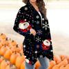 Женский кардиган необычной формы с длинными рукавами и карманами с рождественским принтом