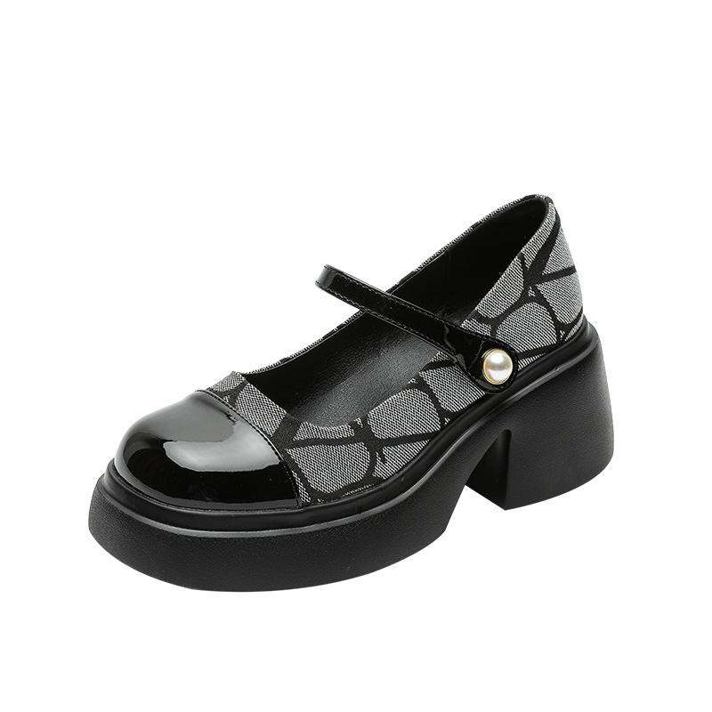 Туфли Мэри Джейн на толстом каблуке в стиле ретро Сяосянфэн, женские весенние новые туфли на толстой подошве, на подошве-маффин, японские одинарные туфли, универсальные маленькие кожаные туфли