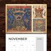 2026 Medieval Cat Calendar with Crowns Whimsical Art Monthly Wall Calendar Unique Gift for Cat Lovers
