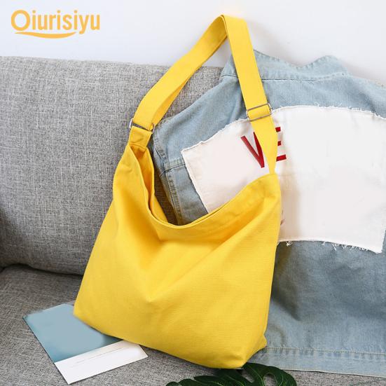 Женская однотонная холщовая сумка на плечо