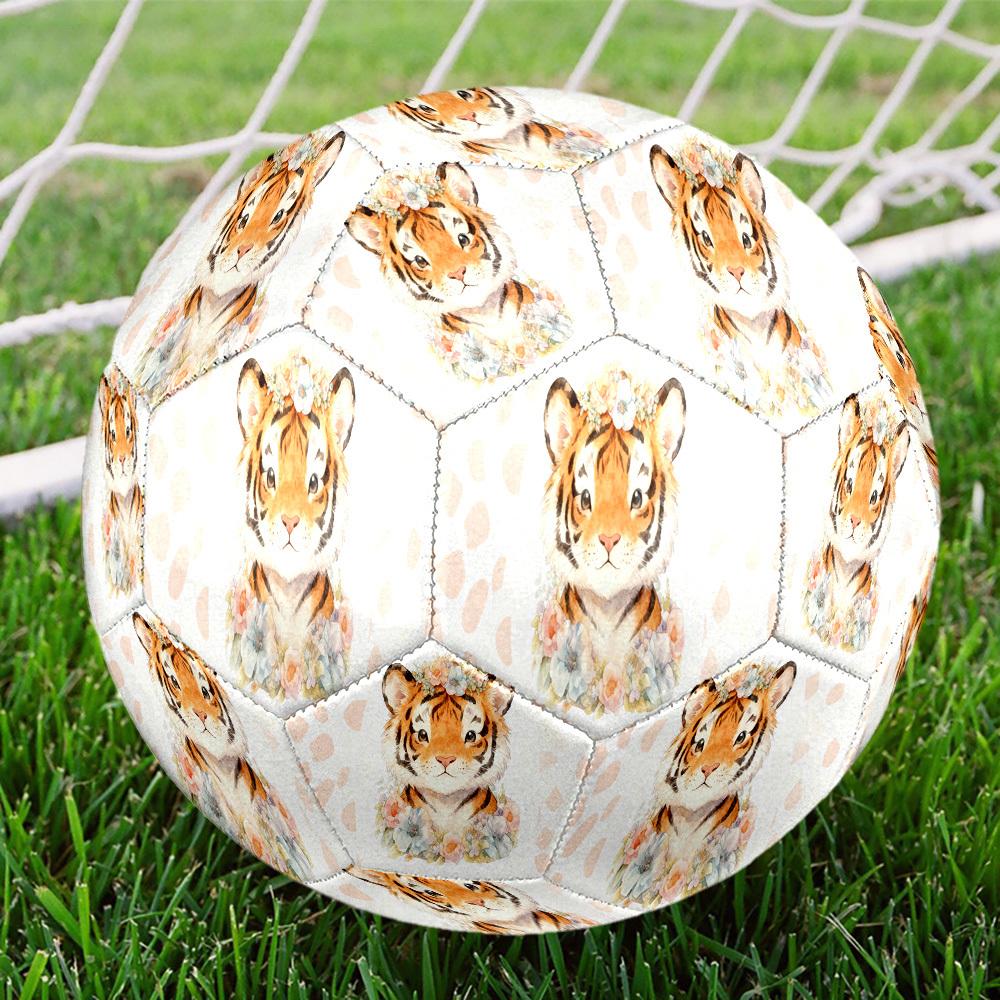 1pc Floral Tiger Portrait Size 5 Soccer Ball Professional Match Training Football Indoor &Outdoor Sports Ball Lightweight Durable c6589
