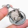 Black Rutile, White Topaz 925 Sterling Silver Jewelry Pendant 2.29" V1z31