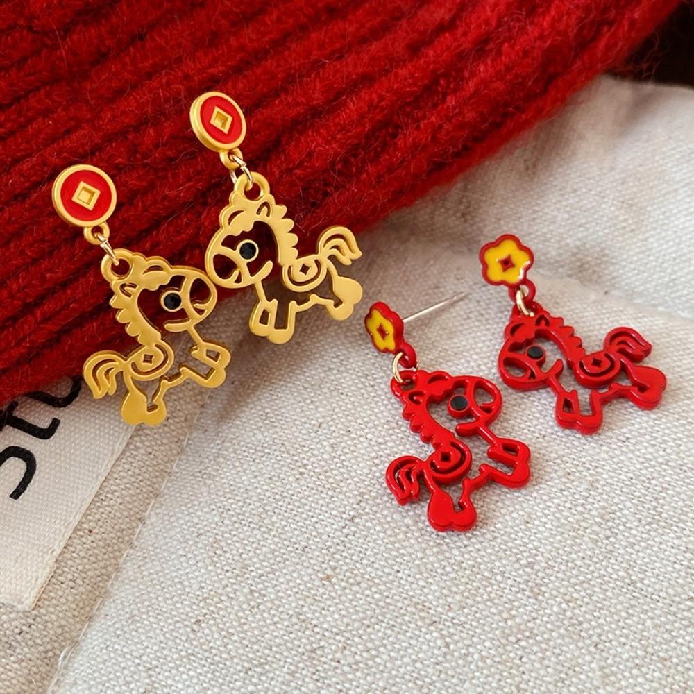 Fashion Jewelry New Year Horse Earrings Horse Mascot Drop Earrings  Year of Horse Gift