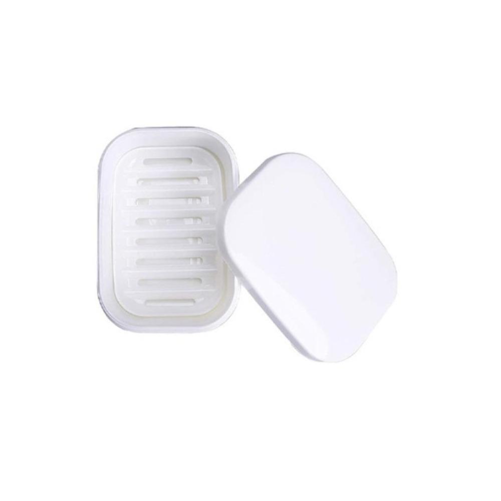 Portable Waterproof Leakproof Soap Holder with Lid Draining Layer Soap Container Detachable Plastic Soap Dish Bathroom