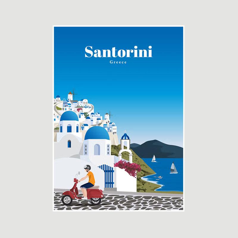 White Paper Cartoon City Landscape Poster Mural London Paris Travel Cities Prints Bedroom Decoration Painting Funny Abstract Wall Art Decor