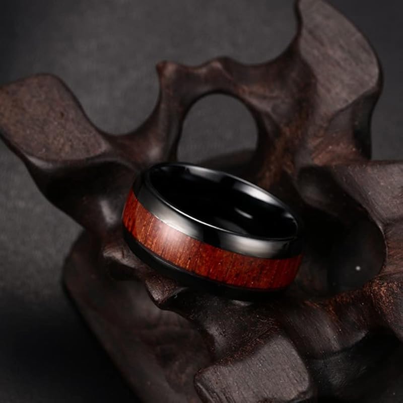 [Rockyu] ring men's Fashionable tungsten ring No. 14 wooden ring light Durability width 8mm