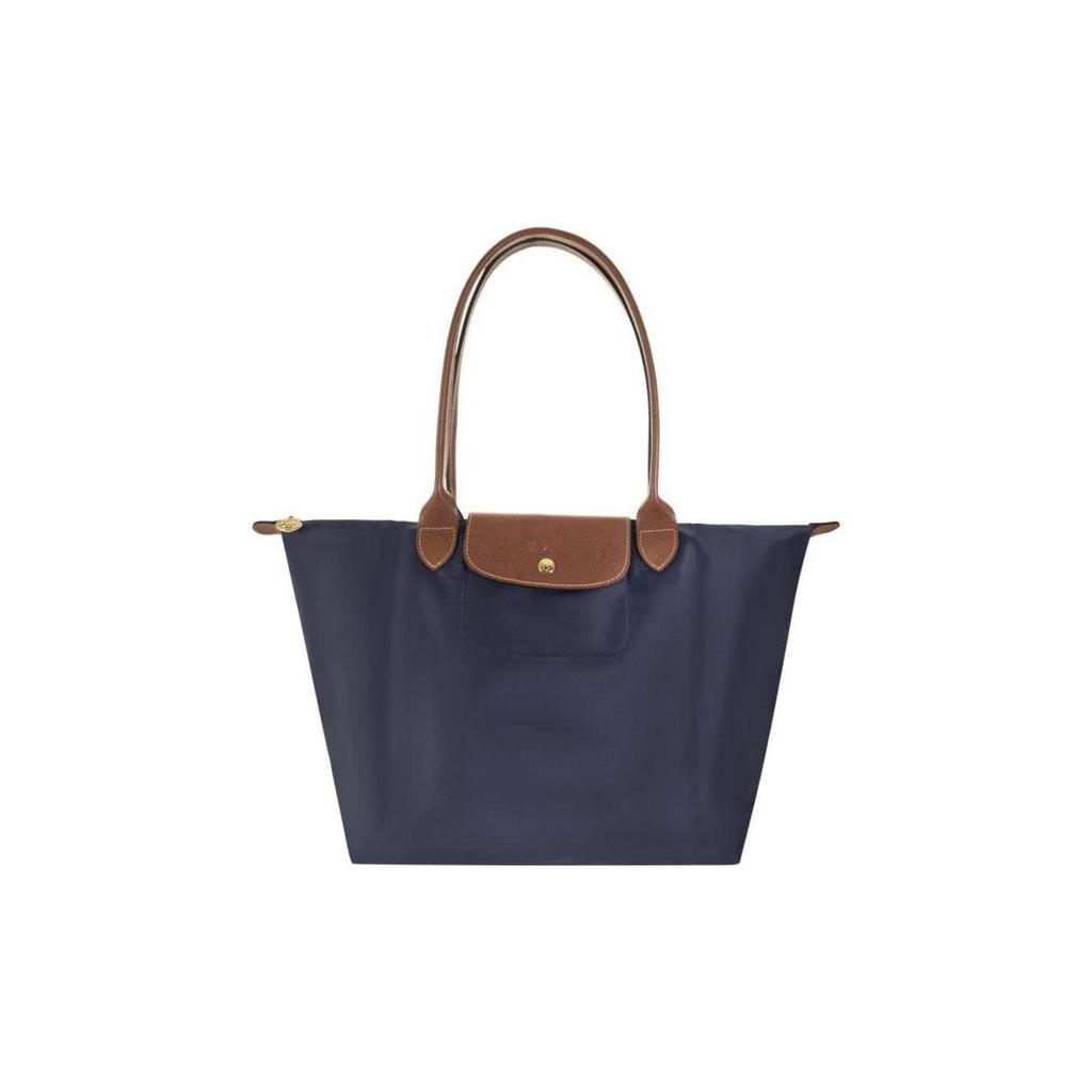 Longchamp Le Pliage 31 Складная Сумка-пельмень с Логотипом Сумка на Плечо из Холста и Кожи Большая Женская Сумка Темно-синий 1899089P68