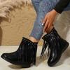 2024 New Cowboy Boots for Women Rhinestone Footwear Flat Tassel Wedges Short Shoes Winter Fashion Women's Fashion Boots