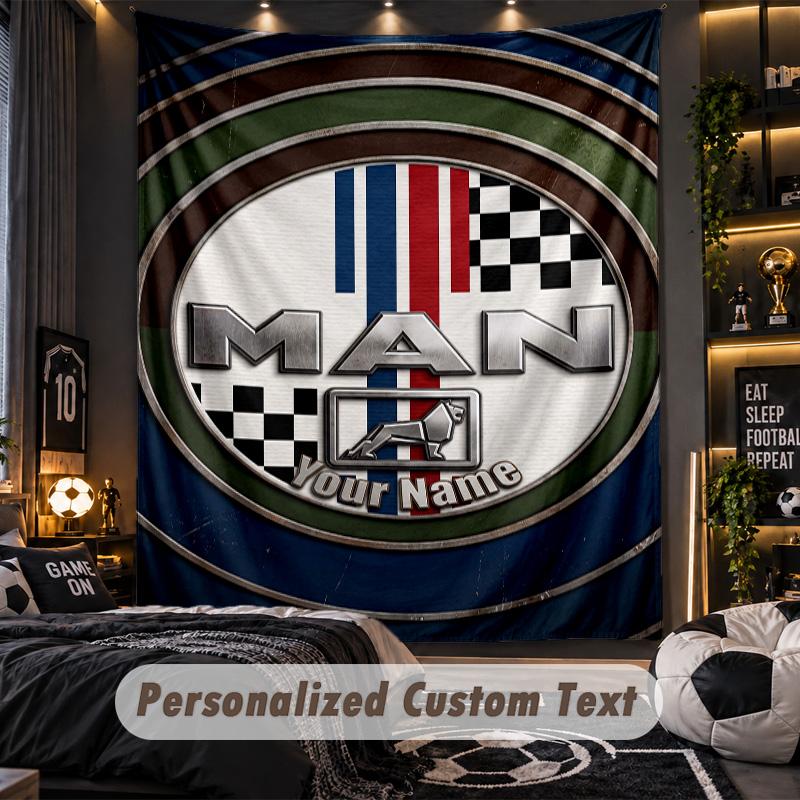 TapestryMAN Truck Custom Name Text Personalized Wall Hanging Tapestry Home Wall Decor