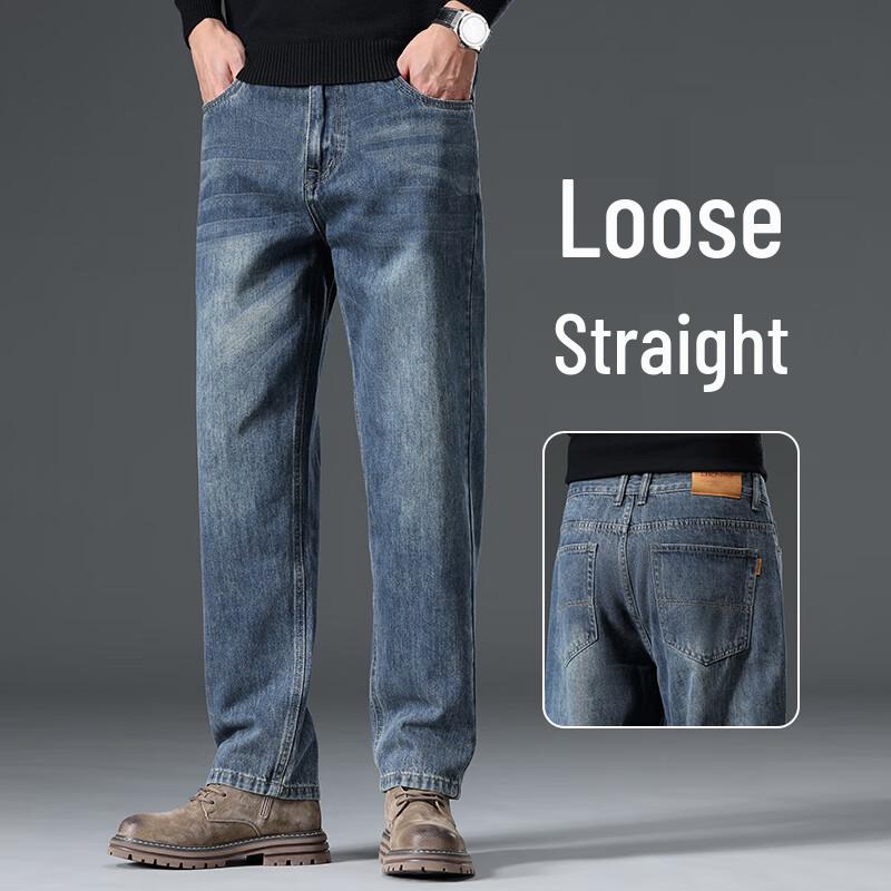 YILITENG Мужские утолщенные джинсы деним в стиле бизнес-кэжуал