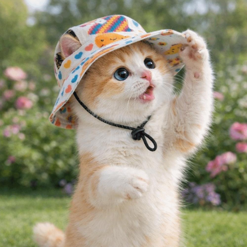 Cute Adjustable Dog Fisherman Hat Ear Exposed Comfortable Pet Sun Hat Breathable Dog Sunscreen Hat Walking