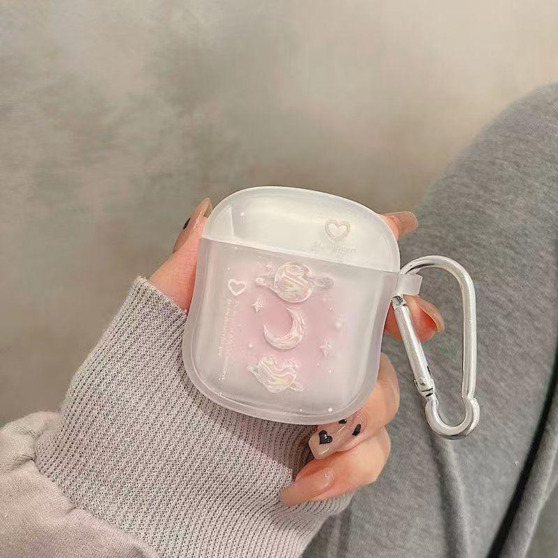 Крутой Ветер Размытый Розовый Лунный Яблочный AirPods Pro 1 Bluetooth Наушники Защитный Чехол 1/1/1 Поколение Мягкий Чехол Беспроводной