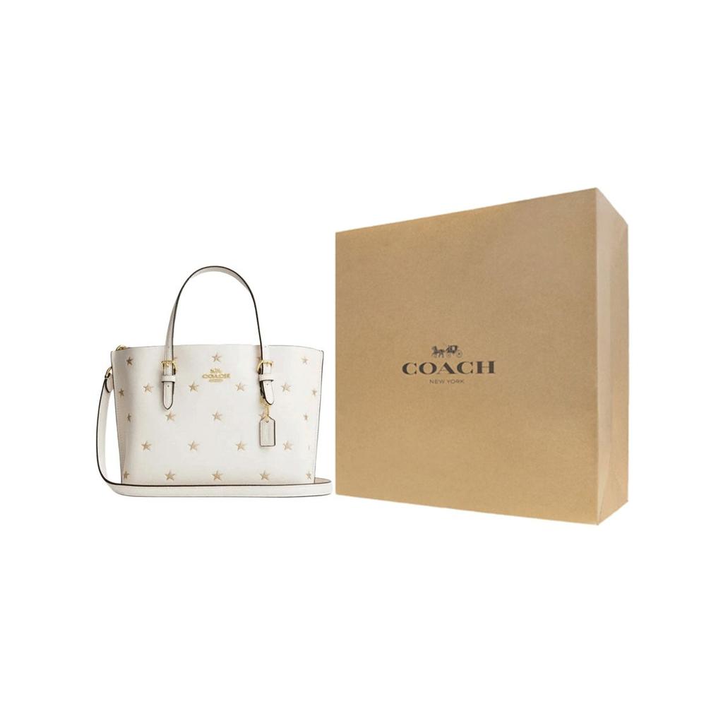 Coach Mollie Logo Star Print Leather Tote Bag Women tote Chalk White CW022-IMCAH