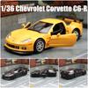 1/36 Chevrolet Corvette C6-R Игрушечная модель автомобиля для детей RMZ CiTY Diecast Racing Миниатюрная коллекция с инерционным механизмом Подарок для мальчиков