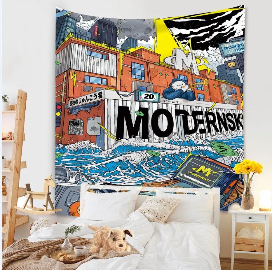 Гобелен для гостиной, фоновая роспись, пляжный коврик, украшение для дома, простой и свежий персонаж, настенный