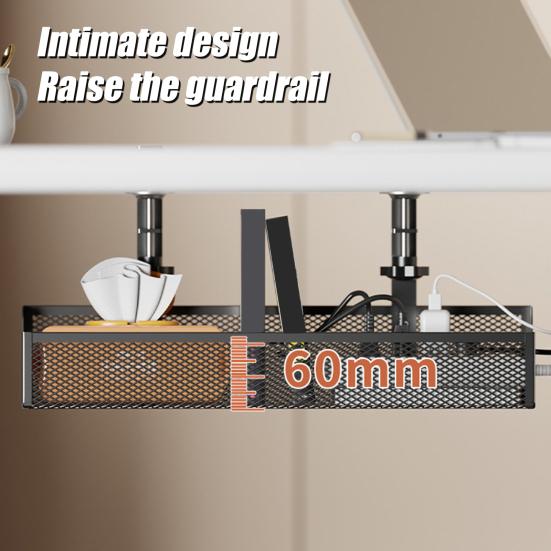 Data Cable Storage Rack Under-Desk Organizer Simple Installation Cable Management Metal Cable Tray Power Strip Cord Holder
