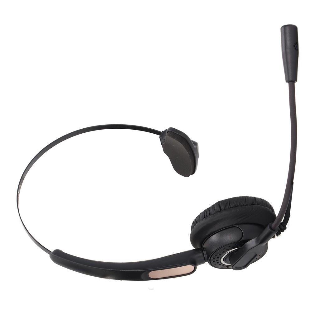 Гарнитура для телефона RJ9 с шумоподавлением, односторонние наушники с пружинным проводом и микрофоном для офисных звонков