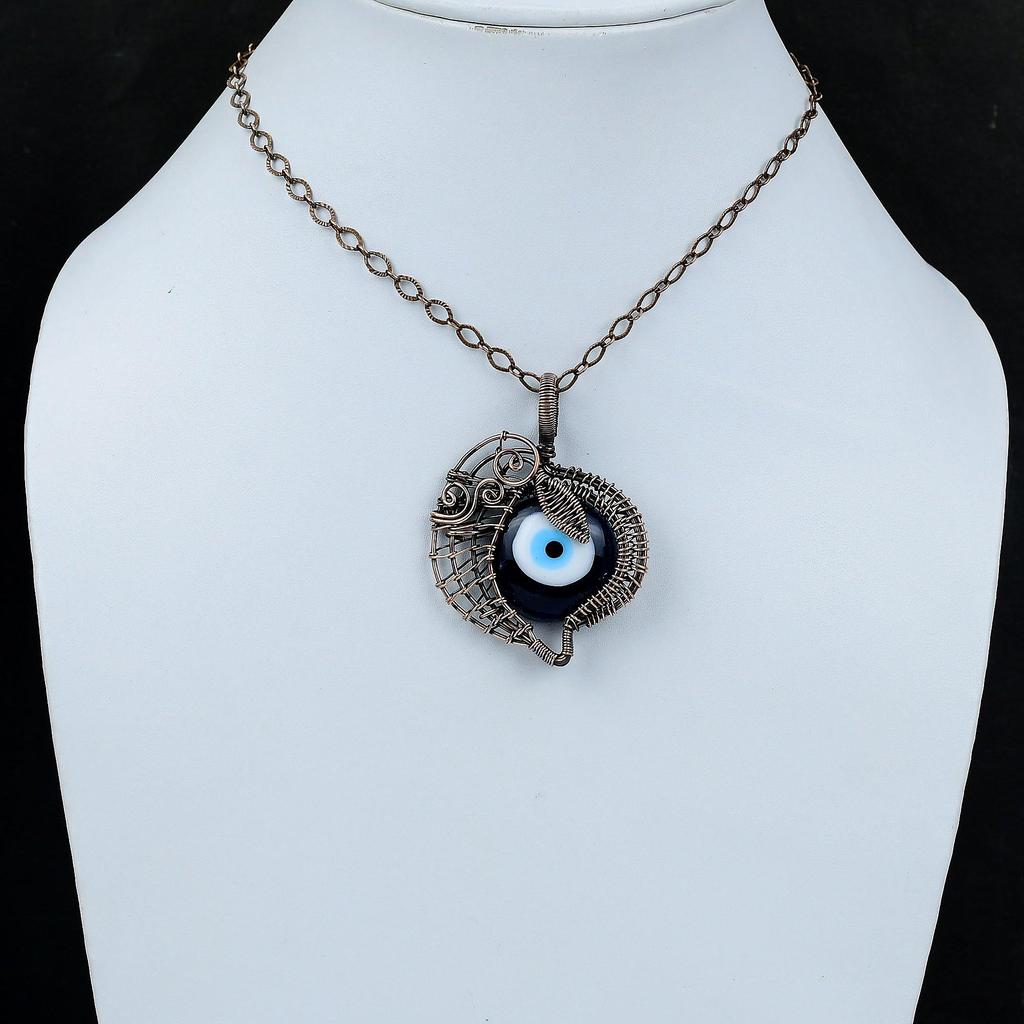 Синий цвет кулон от сглаза, медная проволока, обернутая драгоценным камнем, кулон от сглаза, ювелирные изделия ручной работы, изумительный кулон от сглаза, обернутый медной проволокой, ювелирные изделия для подарка