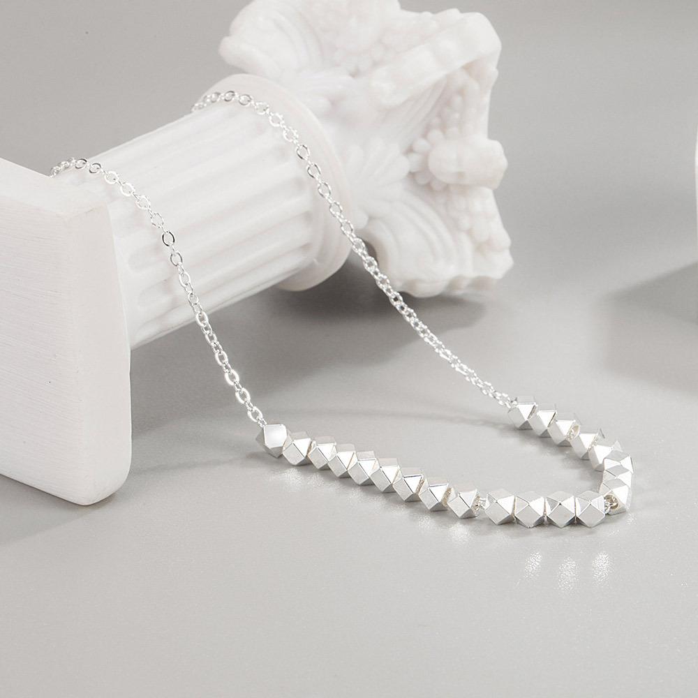 ANENJERY Ожерелье из геометрического куба с бисером для женщин, простая серебряная цепочка на ключицу, воротник-колье, вечерние украшения