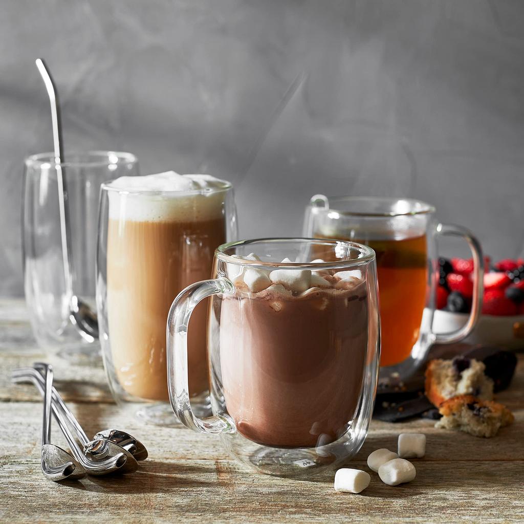 Glass Coffee Mug ZWILLING Double Wall Insulated 350ml Set of 2 Transparent