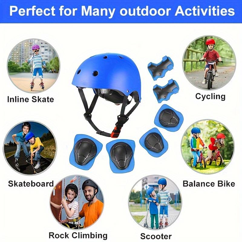 Детский спортивный защитный комплект для катания на роликовых коньках из 7 предметов, детский шлем, наколенники для скейтборда, очень подходит для катания на роликовых коньках и самокатах
