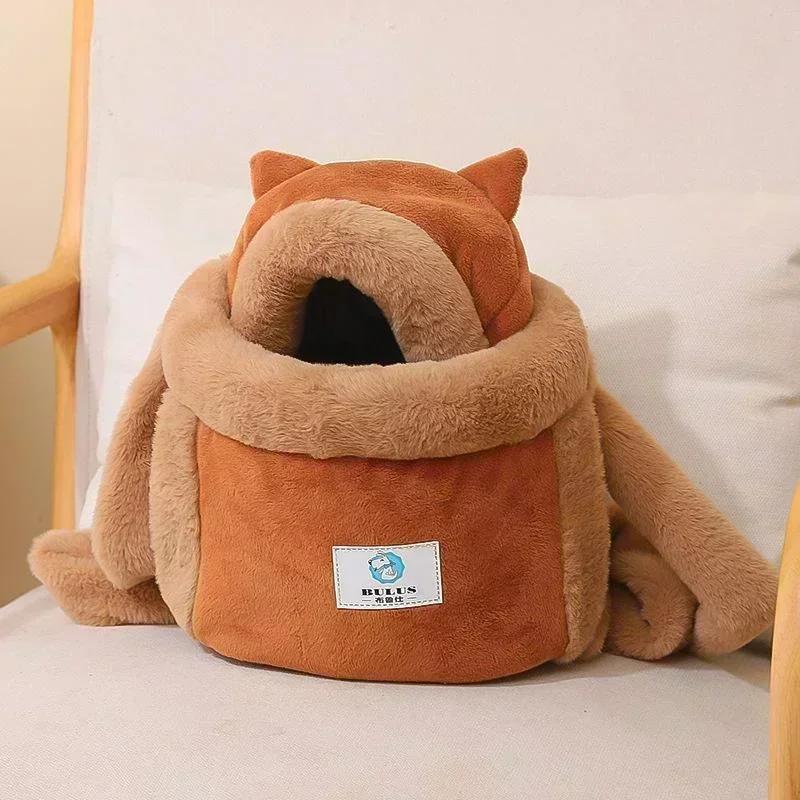 Outdoor Travel Cat Chihuahua Puppy Dog Carrier Bacpack Winter Warm Plush Pets Carrying Bag for Small Dog Cat 6/12kg Load-bearing