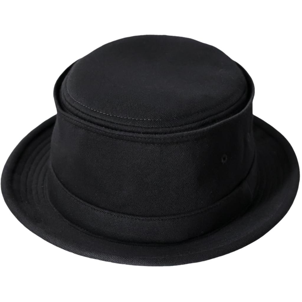 Reck Hatter Pork Pie Sweat Sizes All Black Men's Hat, Cotton, Available, Spring, Summer, Fall, Seasons, RH-322,