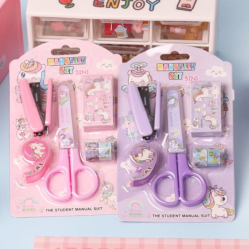 Набор канцелярских товаров Candy Color Cartoon: Степлер, ножницы, держатель для скотча