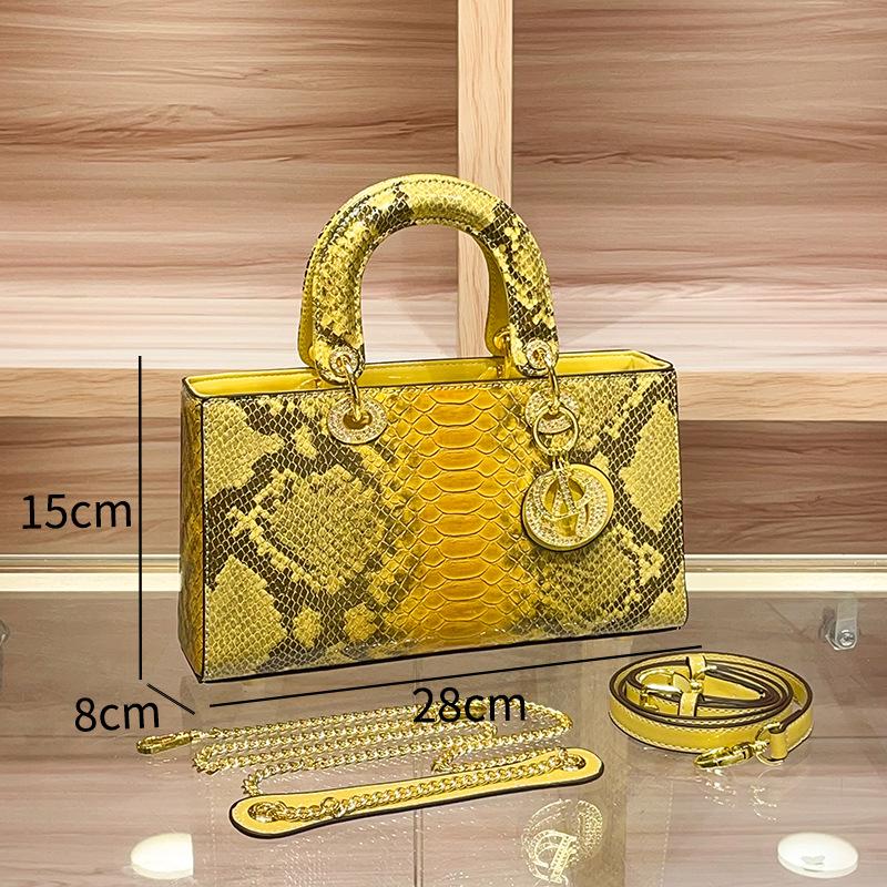 Genuine Python Print Leather Women's Shoulder Bag - 2025 Crossbody Fashion Handbag