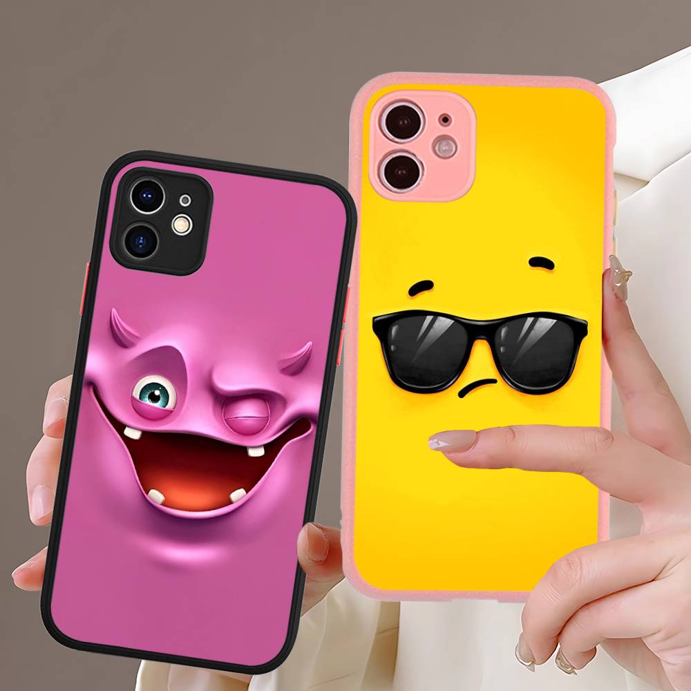 Funny Face Matte Translucent Phone Case For Iphone 16 ProMax 15 14 13 12 11 X XS PRO Plus