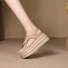 Fashion 6CM Heels Summer Platform Sandals 2024 Breathable Leather Beach Slippers Women Walking Chunky Sandalias Casual Peep Toe Footwear