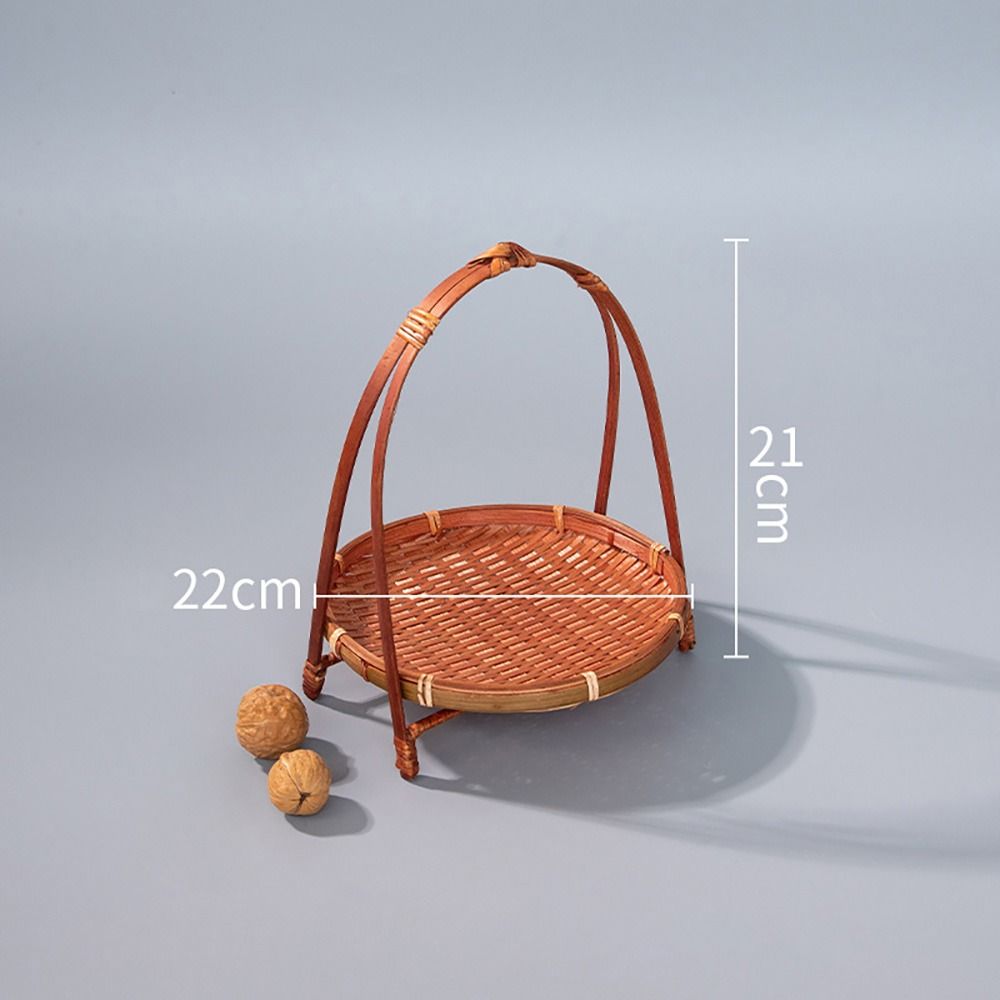 1Pcs 1/2/3 Layers Storage Basket Multi-function Standing Tray Bamboo Woven Basket For Kitchen