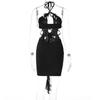 Summer Fashion Cut-out Sexy Dress Women Lace-up Ruffles Backless Short Dress Female Elegant Slim Fit Halter Women Dresses 24156