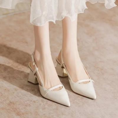 2024 Туфли женские Брендовые остроносые туфли с открытой пяткой Женские туфли на высоком каблуке Летние туфли 2024 года Туфли-лодочки на низком каблуке Женские босоножки для вечеринок