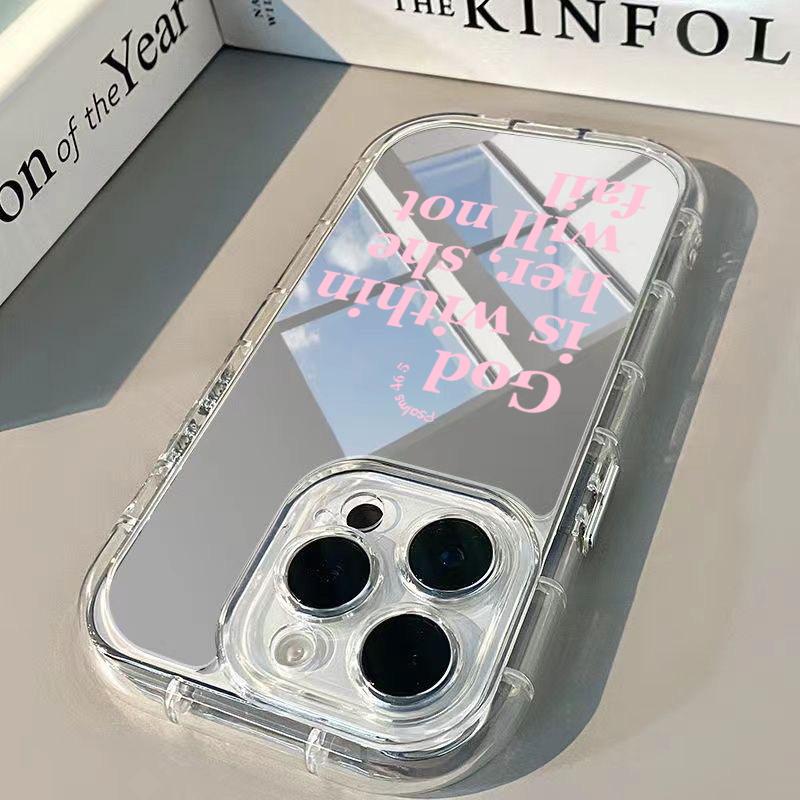 Розовый чехол для телефона с английским узором для iPhone 11 12 13 14 15 16 17 Pro Max 7 8 16 Plus XR X XS Max 16E 17E Роскошная зеркальная задняя крышка