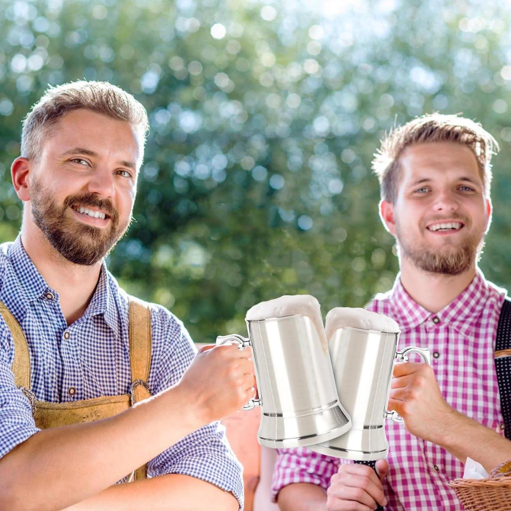 Goaste 2 упаковки пивные кружки в стиле кружек, 20 унций, двойные стенки из нержавеющей стали, пивные кружки, термоизолированные кружки-стаканы для кофе с большой ручкой для