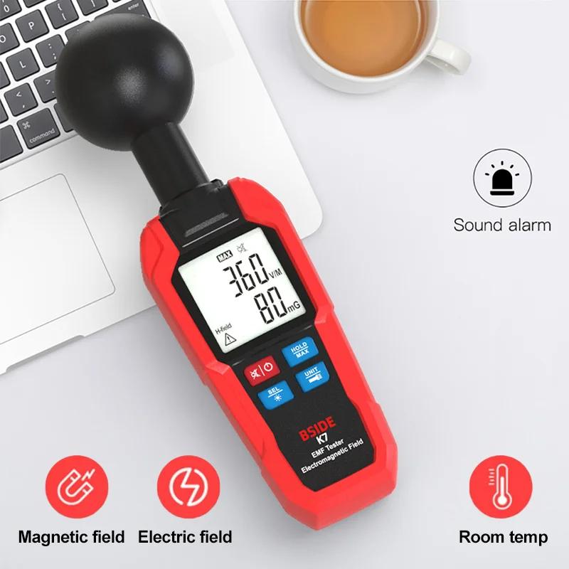 Измеритель электромагнитного поля K7, детектор электромагнитного излучения, дозиметр Гейгера, тестер температуры/электрического поля/магнитного поля, радиационный тестер